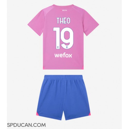 Dječji Nogometni Dres AC Milan Theo Hernandez #19 Rezervni 2023-24 Kratak Rukav (+ Kratke hlače)